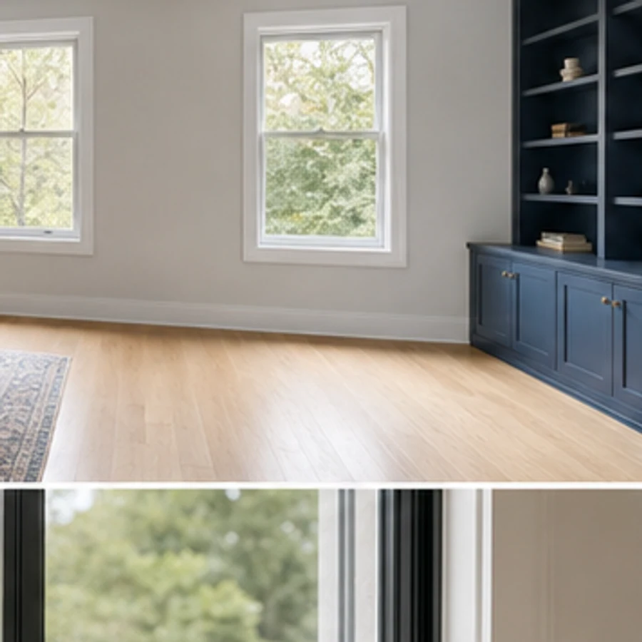 Office furniture removed, built-ins retained