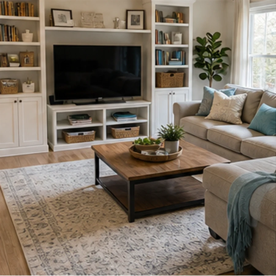 Family room prepared for a listing